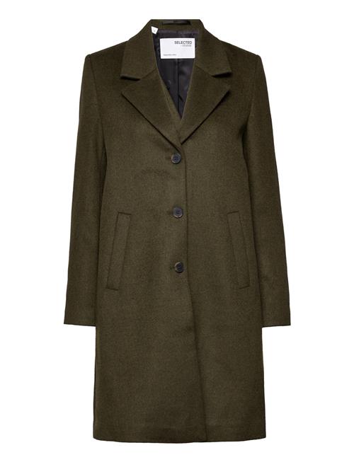 Slfmette Wool Coat B Selected Khaki
