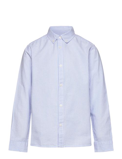 100 Cotton Oxford Striped Shirt Mango Blue
