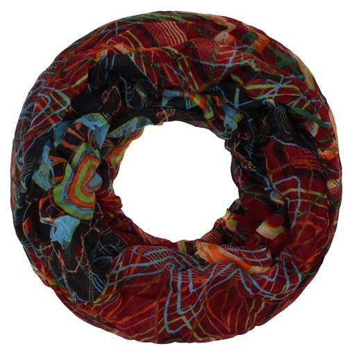 MO Sjal  blandingsfarvet / mørkerød