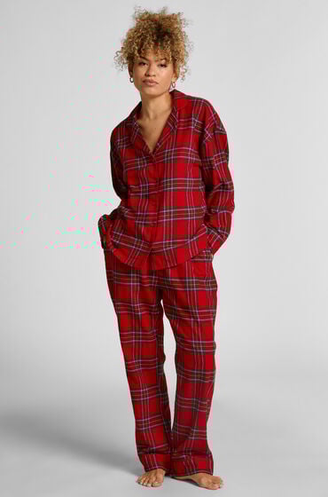 Hunkemöller Petite pyjamasbukser af Flannel rød