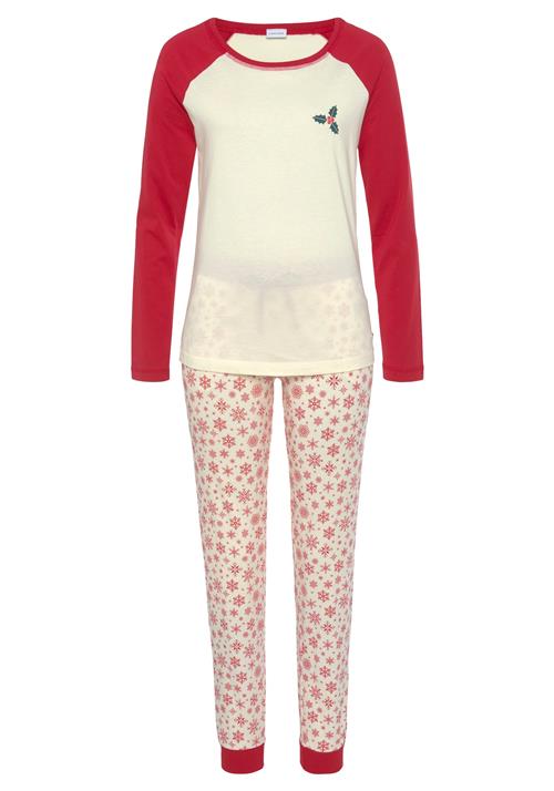 Se LASCANA Pyjamas  grøn / blodrød / hvid ved About You