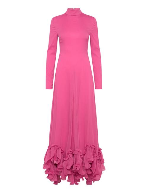 Chiffon Maxi Ruffle Dress ROTATE Birger Christensen Pink