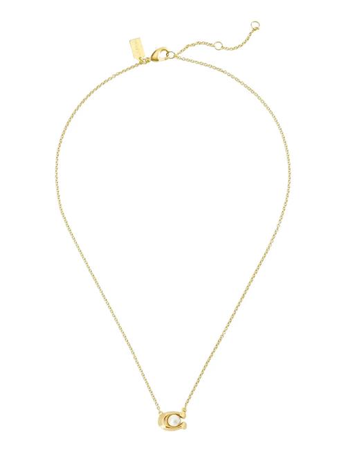 Coach Pearl Signature Pendant Necklace Coach Accessories Gold