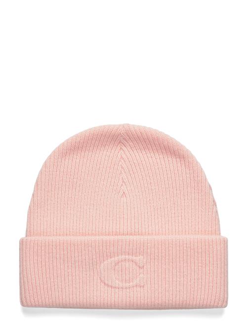 Embossed C Knit Beanie Coach Accessories Pink