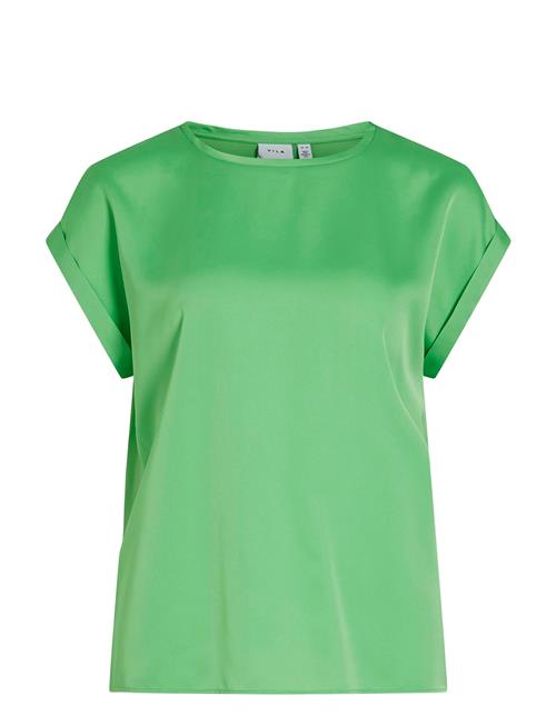 Viellette S/S Satin Top - Noos Vila Green