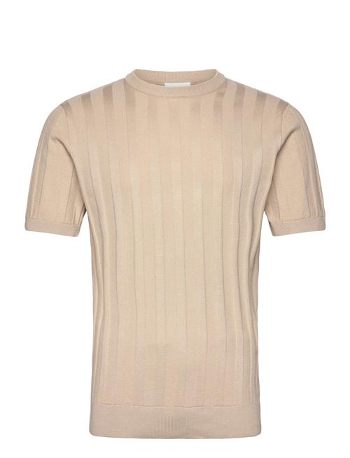 Knitted Crew Neck T-Shirt Lindbergh Beige