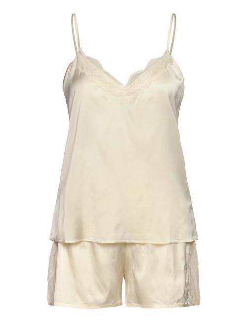 Se Rhjasmine Silk Blend Woven Nightset Rosemunde Cream ved Booztlet