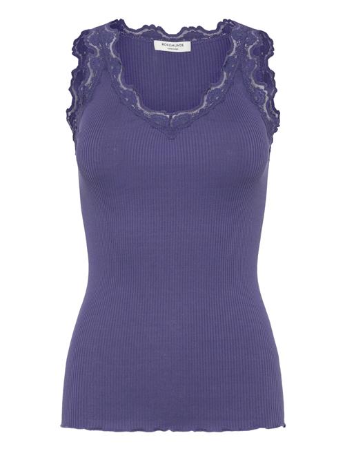Rwbeatha Silk Sl V-Neck Lace Top Rosemunde Purple