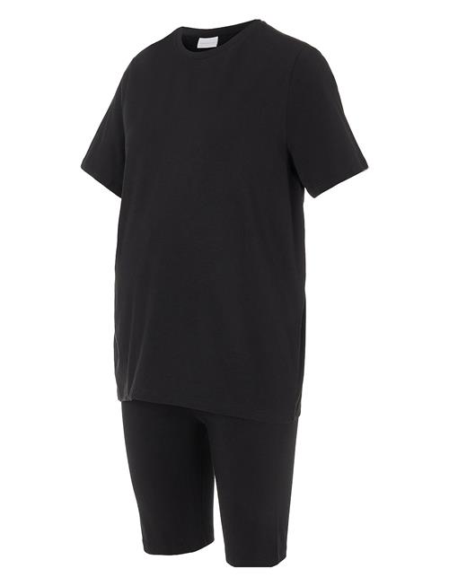 Se Mlsally Solid T-Shirt & Shorts Set Noos Mamalicious Black ved Booztlet