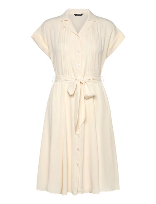 Belted Crepe Pintucked Shirtdress Lauren Ralph Lauren Cream