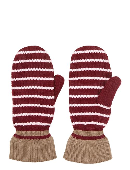 Thin Striped Emerald Mittens Becksöndergaard Red