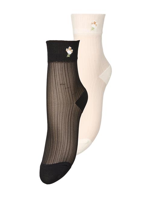 Floral Sheer Sock 2 Pack Becksöndergaard Black