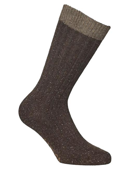Merino Silk Rib Crew 1-Pack Alpacasocks&Co Brown