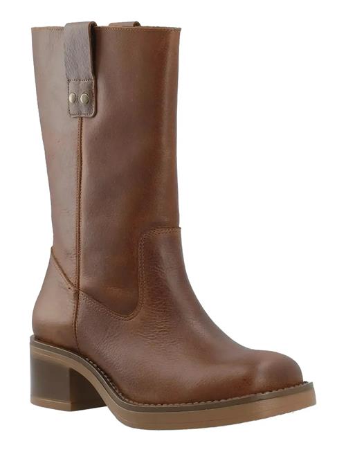 Biamary Mid Pull On Boot Pull Up Leather Bianco Brown