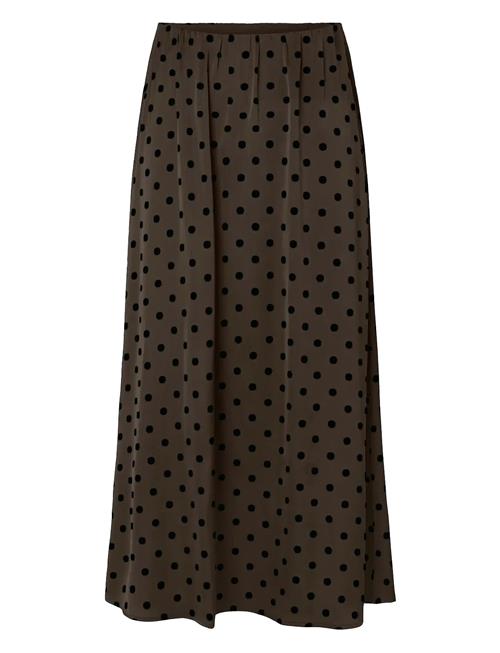 Pcjytta Hw Ankle Satin Skirt Wvn D2D Pieces Brown