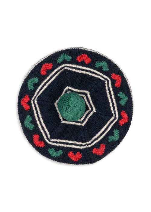 Konges Sløjd Belou Strikket Baret Hearts  Hearts 12-18 months  Sort  12-18 måneder  kvinde