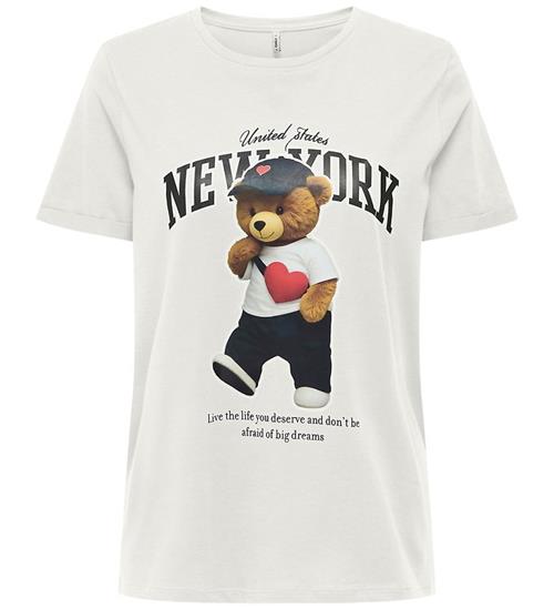 Kids Only T-shirt - KogLina - Bear O-Neck Top - Cloud Dancer/New
