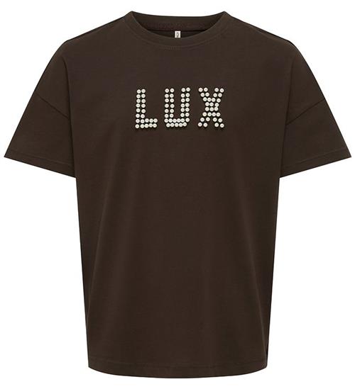 Kids Only T-shirt - KogKate - O-Neck Pearl Top - Black Coffee/Lu