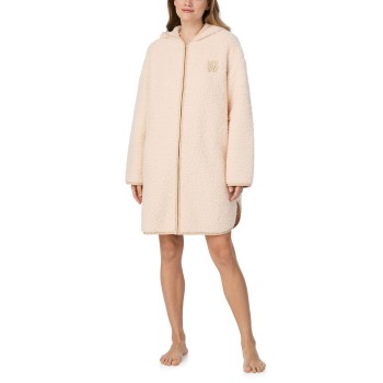 DKNY Chill In Style Hooded Zipe Robe Beige polyester Large Dame