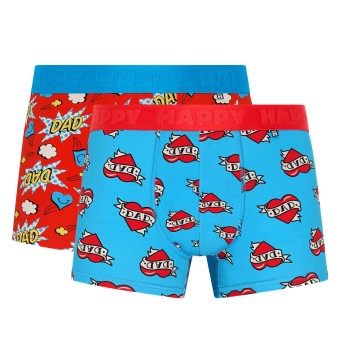 Happy socks 2P Super Dad Boxershorts Blå bomuld Large Herre