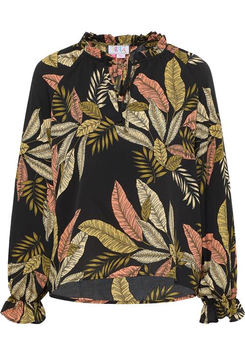 IZIA Bluse  lysegul / oliven / laks / sort