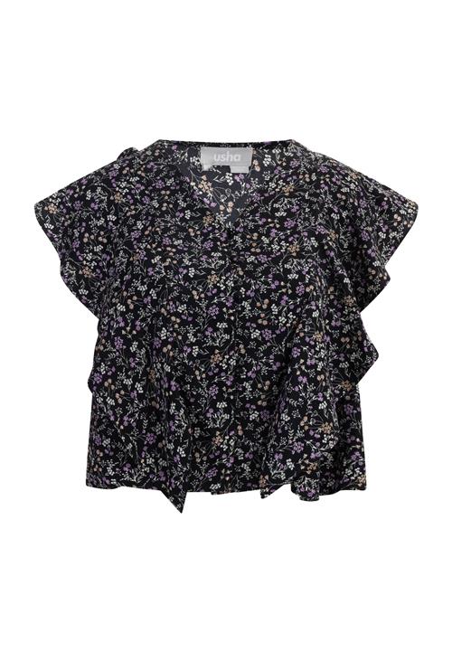 Usha Bluse  lysebrun / lysegrøn / lilla / sort