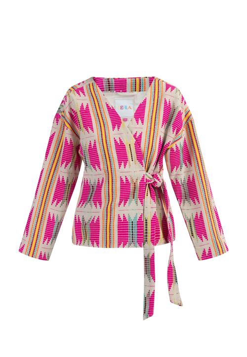 IZIA Cardigan  lysebeige / turkis / mørkegul / magenta