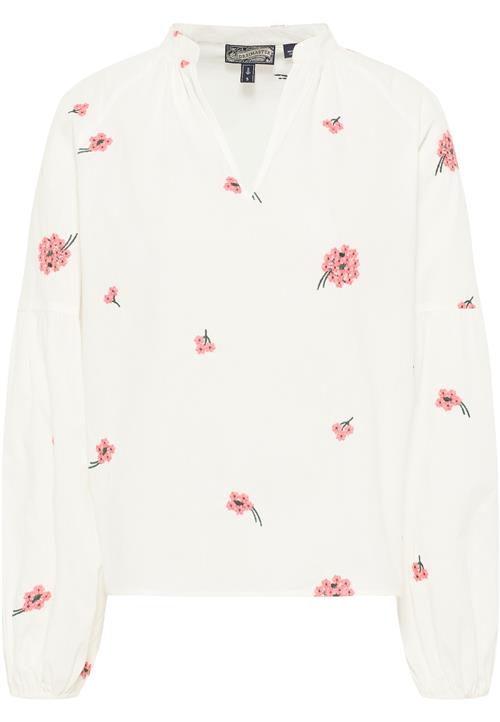 DreiMaster Vintage Bluse  græsgrøn / koral / uldhvid