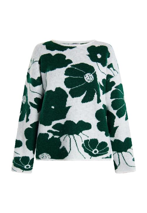 Usha Pullover 'Lurea'  mørkegrøn / hvid