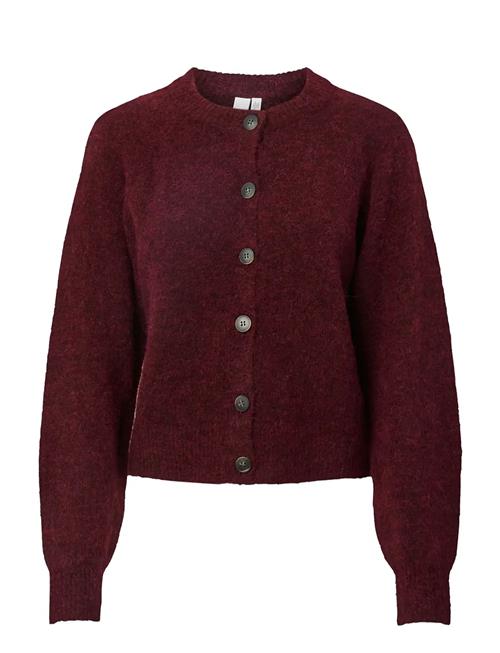Se Yasjohi Ls Wool Blend Cardigan S. Noos YAS Burgundy ved Booztlet