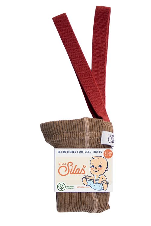 Silly Silas GOTS Bomuldsstrømpebukser Med Seler Acorn Brown With Maple Leaf  Acorn Brown with Maple Leaf-1-2 Y  Brun  1-2 år  unisex