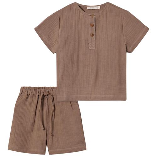Fliink Cha Cha Sæt Med Shorts Og Top Pine Bark 4 Y  Brun  4 år  unisex