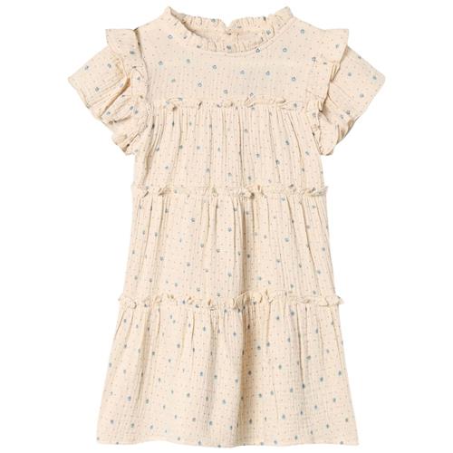 Fliink Blooming Kortærmet Kjole Sandshell Aop 3 Y  Creme  3 år  kvinde