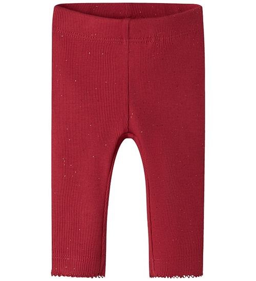 Name It Leggings - Rib - NbfRosally - Jester Red m. Glimmer