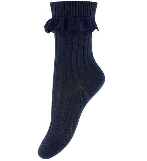 MP Strømper m. Blonde - Rib - Navy