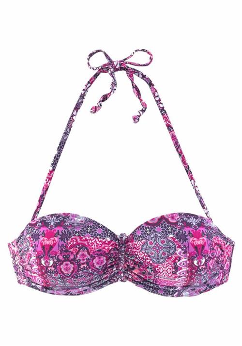 BUFFALO Bikinioverdel 'Happy'  aubergine / neonlilla / pink / hvid