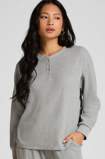 Hunkemöller Waffle Henley top Grå