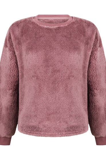 Hunkemöller Langærmet top i blød fleece Lyserød