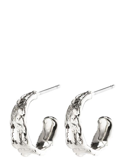 Bathilda Organic Shaped Hoop Earrings Silver-Plated Pilgrim Silver