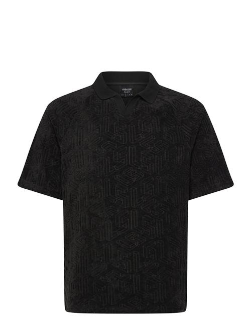 Emblem Towelling Polo Shirt Lyle & Scott Black