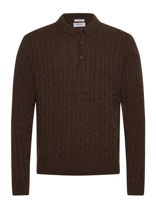 Lambswool L/S Button Polo Lindbergh Brown