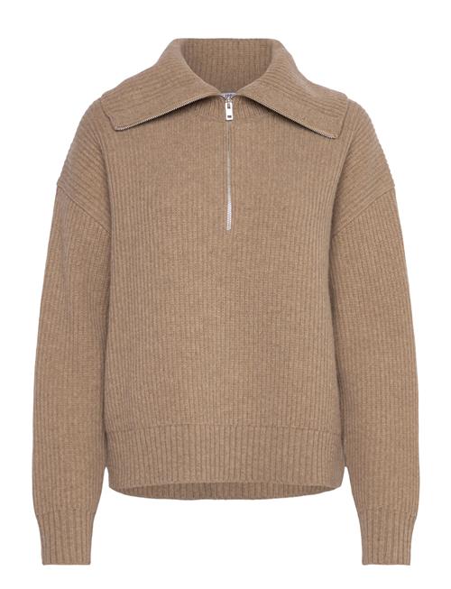 Ribbed Wool Half Zip Sweater Filippa K Beige