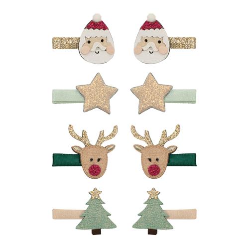 Mimi & Lula Mini Santa Christmas 8 Hårklemmer Red  Red-3-8 Y  Rød  3-8 år  kvinde