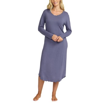 Damella Bamboo Plain Long Sleeve Nightdress Blå Bambus Large Dame