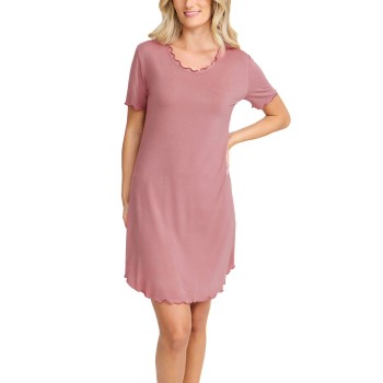 Damella Bamboo Plain Short Sleeve Nightdress Rosa Bambus Medium Dame