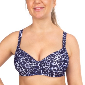 Damella Sophia Navy Crackle Underwire Bikini Bra Marine mønster polyester D 44 Dame