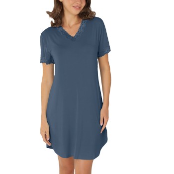 Lady Avenue Bamboo Nightdress SS Jeansblå Bambus Small Dame