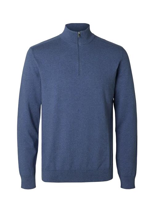 Slhberg Ls Half Zip Noos Selected Blue