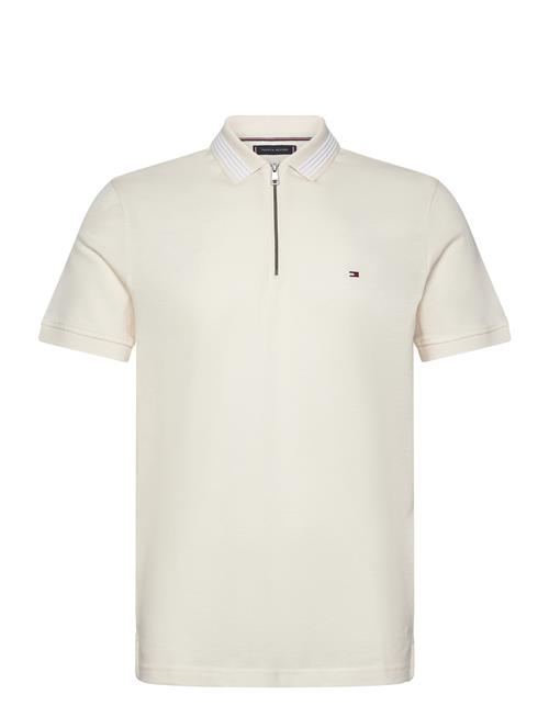 Mercerised Pique Zip Reg Polo Tommy Hilfiger Cream