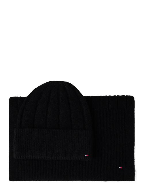 Th Flag Fluffy Beanie & Scarf Gp Tommy Hilfiger Black